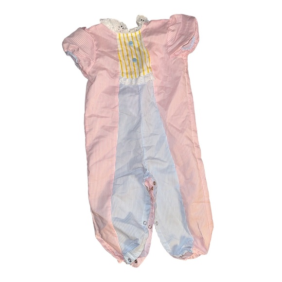 Us Vintage Other - VTG Evy patchwork/pinstripe romper made in USA size 24 months